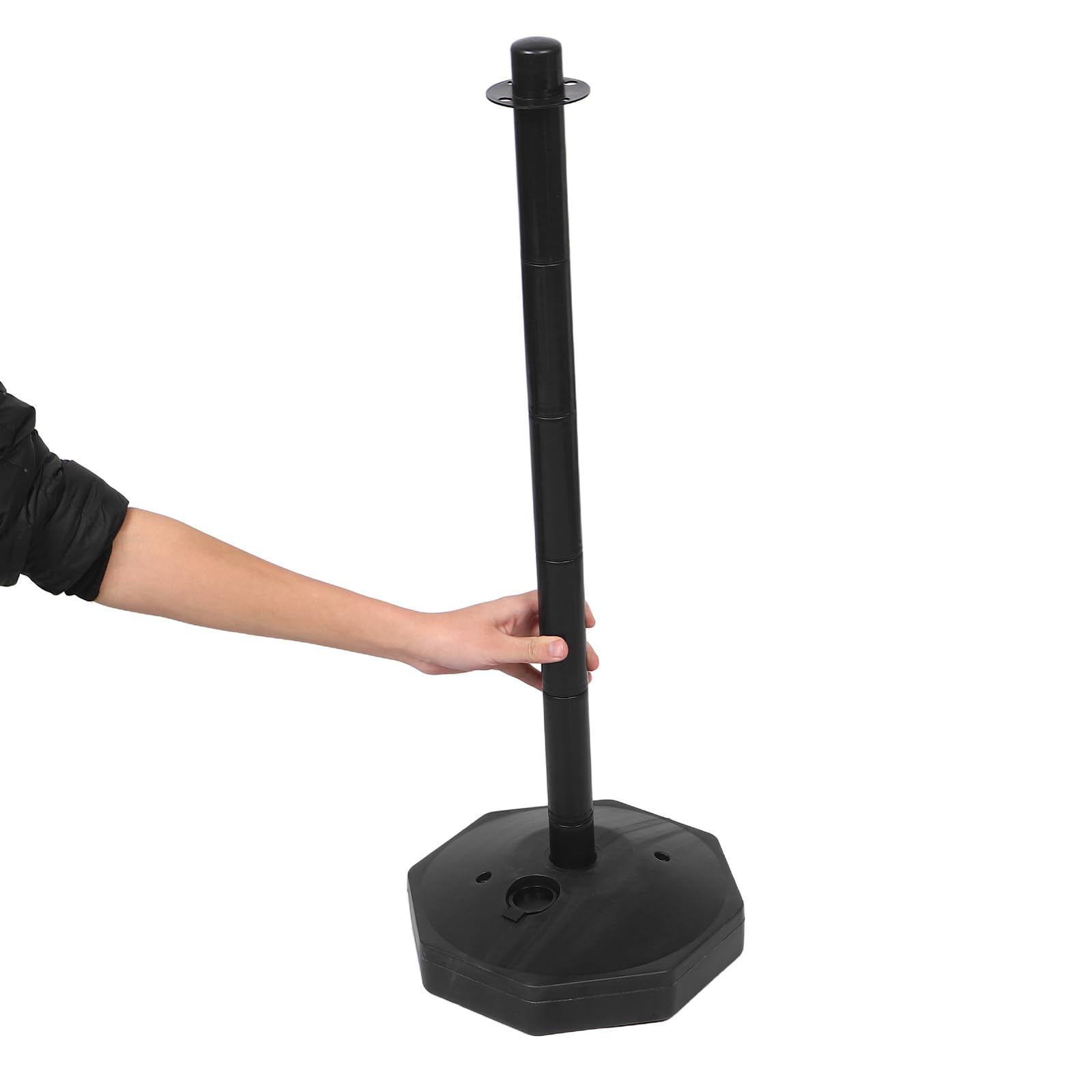 Ber de tráfico portátil con base rellenable y delimitador de plástico de cadena de 1 m para estacionamiento y control de tráfico, bloqueador de carretera seguro al aire libre