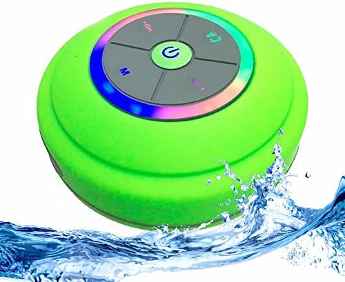 Bluetooth Waterproof Wireless Speaker with Color Changing LED Lights. IPX4 Waterproof Rating with Removable Suction Cup, Handsfree Speakerphone & MicroSD Slot for Local Playback!