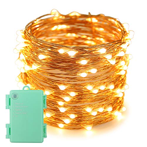 Erchen Batteriebetrieben LED Lichterkette, 66 FT 200 LED 20M Kupfer-Draht Lichterketten mit Timer für Innen Außen Weihnachten Party Garten terrasse (warmweiß) Cover