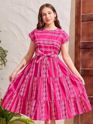 Image of Printed Casual Above the Knee Dresses for Girls