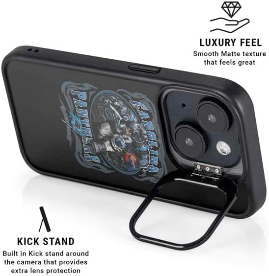 Skinit Kickstand Phone Case Compatible with iPhone 16 - Officially Licensed Liquid Blue NFL Carolina Panthers Running Back Design