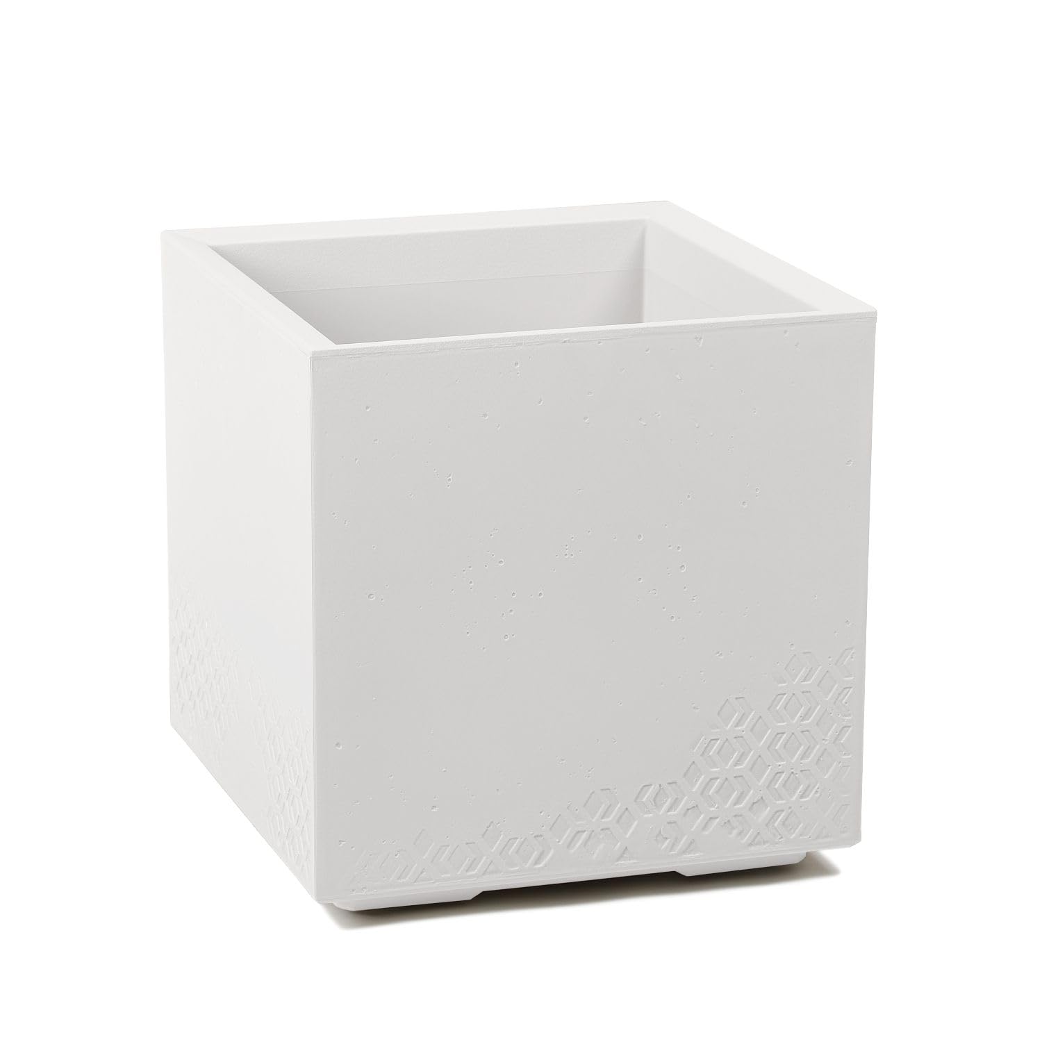 LAMELA Pflanzkübel mit Rollen 40 cm, 36L – Blumentopf aus Kunststoff in Betonoptik – Übertopf mit Wasserablauf – Modern für Innen & Außen - Wetterfest & Pflegeleicht, Creme