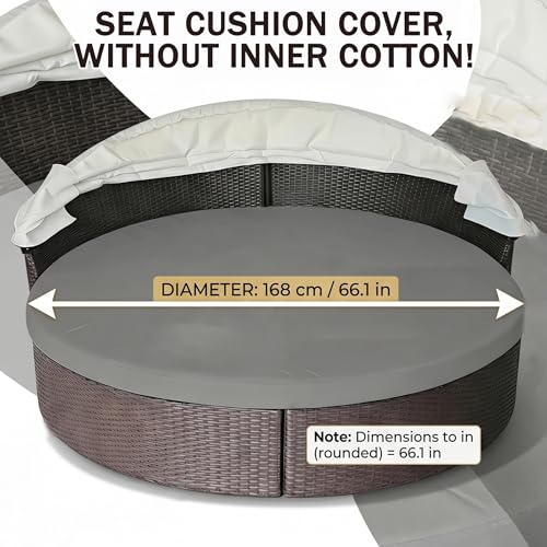 Housse coussin imperméable lit repos extérieur rond gris lavable