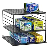 WANCHIY Upgraded Cabinet Organizers and Storage -Divided Compartment Holder for Plastic Bag, Wrap, Foil, Snack and Box for Kitchen and Pantry Organization and Storage, Kitchen Organization(Black)