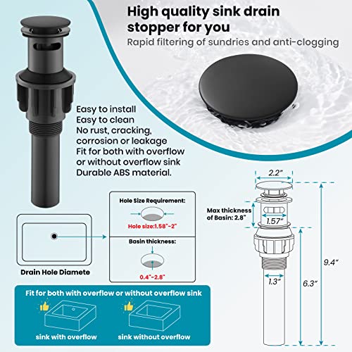 3 Hole Matte Black Bathroom Sink Widespread Faucet Mixing Tap Deck Mount Double Handle Cross Knobs Faucet With Pop Up Drain #TOP6