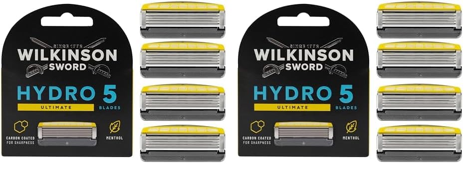 Wilkinson Sword Hydro 5 Skin Protection Advanced - 4 Recambios de Cuchillas de Afeitar de 5 Hojas con Banda Lubricante Enriquecida con Mentol (Paquete de 2)