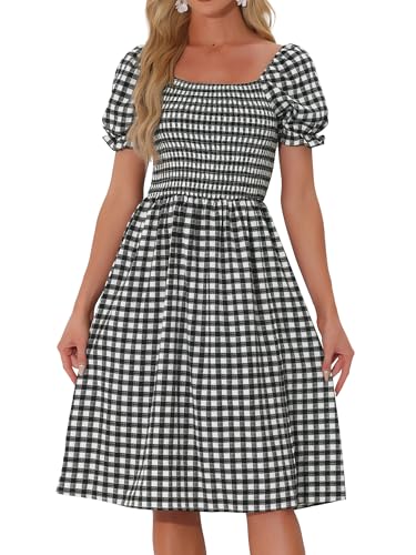 Robe décontractée à carreaux pour vos terrasses d'été en taille M noir