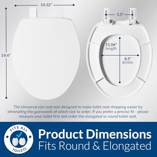 Image of Mayfair Universal Size Slow Close Toilet Seat, Durable Plastic, Fits Round & Elongated Toilets, White (Pack of 2)