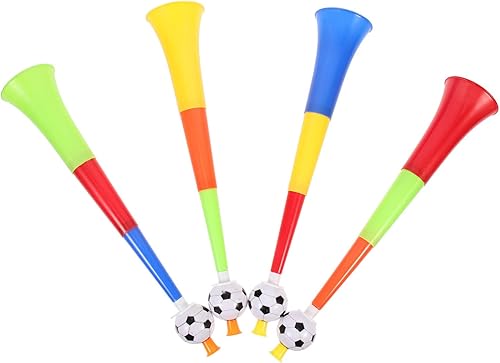 Cuernos de estadio de plástico, 4 Uds. Vuvuzela Fan Cheer Horn Soccer Cheering Trompet Toy Retractable Fan Cheer Bugle Noise Makers Football Matches