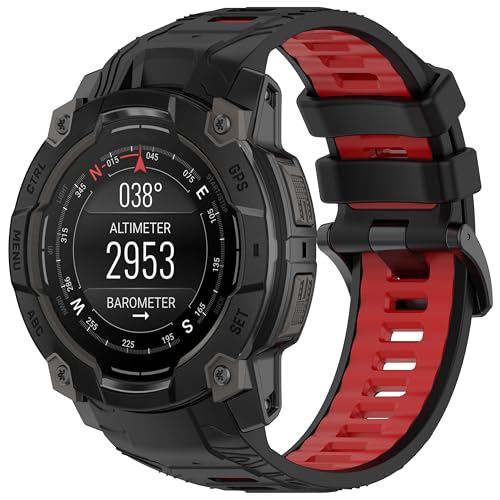 Gheper バイカラー スポーツバンド compatible with Garmin Instinct 3 45mm/50mm SOLAR/AMOLED 対応 ソフトシリコン 調節可能 ウォッチバンド 交換用ストラップ ブレスレット リストバンド