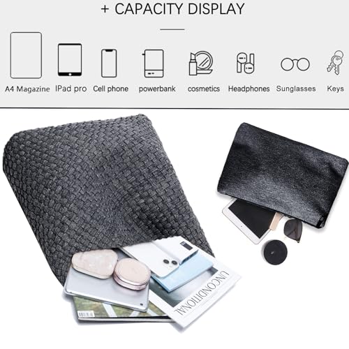 Image of JINMANXUE Woven Tote Bag for Women, Fashion Hobo Handbag, Travel Top-handle Shoulder Bag, Beach Underarm Bag with Purse