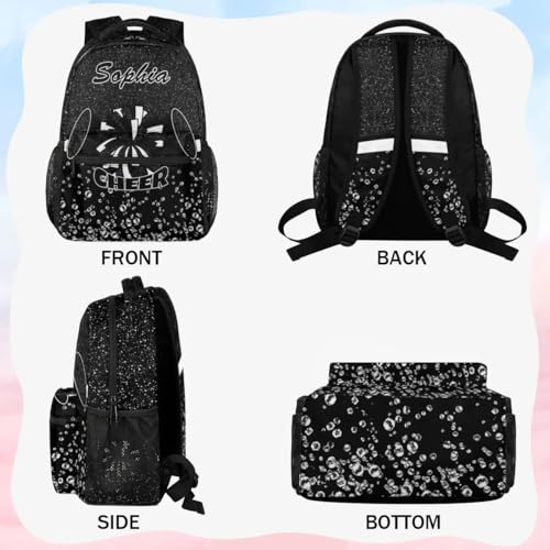 Personalized Cheerleader Backpack for Cheerleading, Custom Cheer Shoulder Bag Backpack for Women Black Glitter4