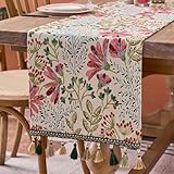 Runner da tavola vintage con nappa, stampa floreale, rustico, per tavolino da caffè, cucina, sala da pranzo, feste, decorazione per la casa