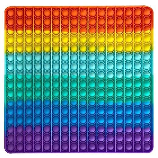 KUNSTIFY XXL POP Regenbogen 30 cm Fidget Toy Antistress Spielzeug für Erwachsene Kinder Anti Stress Pop groß Figetttoys Fidget Toy Set Figet Bubble Push pop XXL Regenbogen Quadrat 30cm