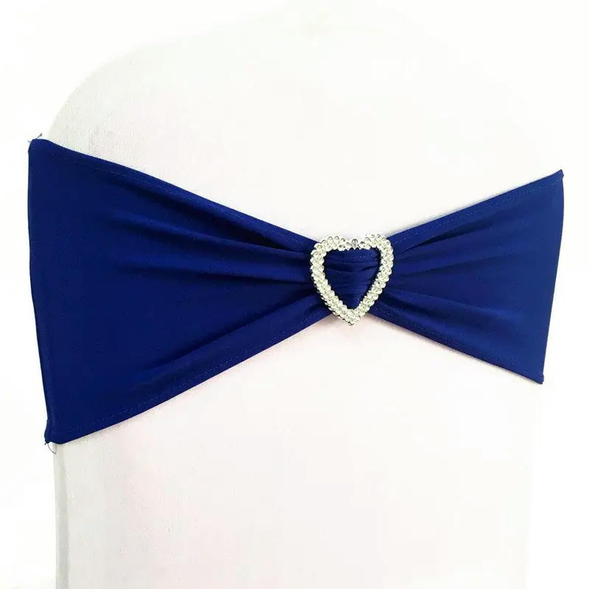 szarfy na krzesła, 10 szt. 50 Rozciągliwa szarfa na krzesło z kokardką klamrą w kształcie serca Elastyczny spandeks ślubna opaska szarfy(Navy Blue,10 pcs)