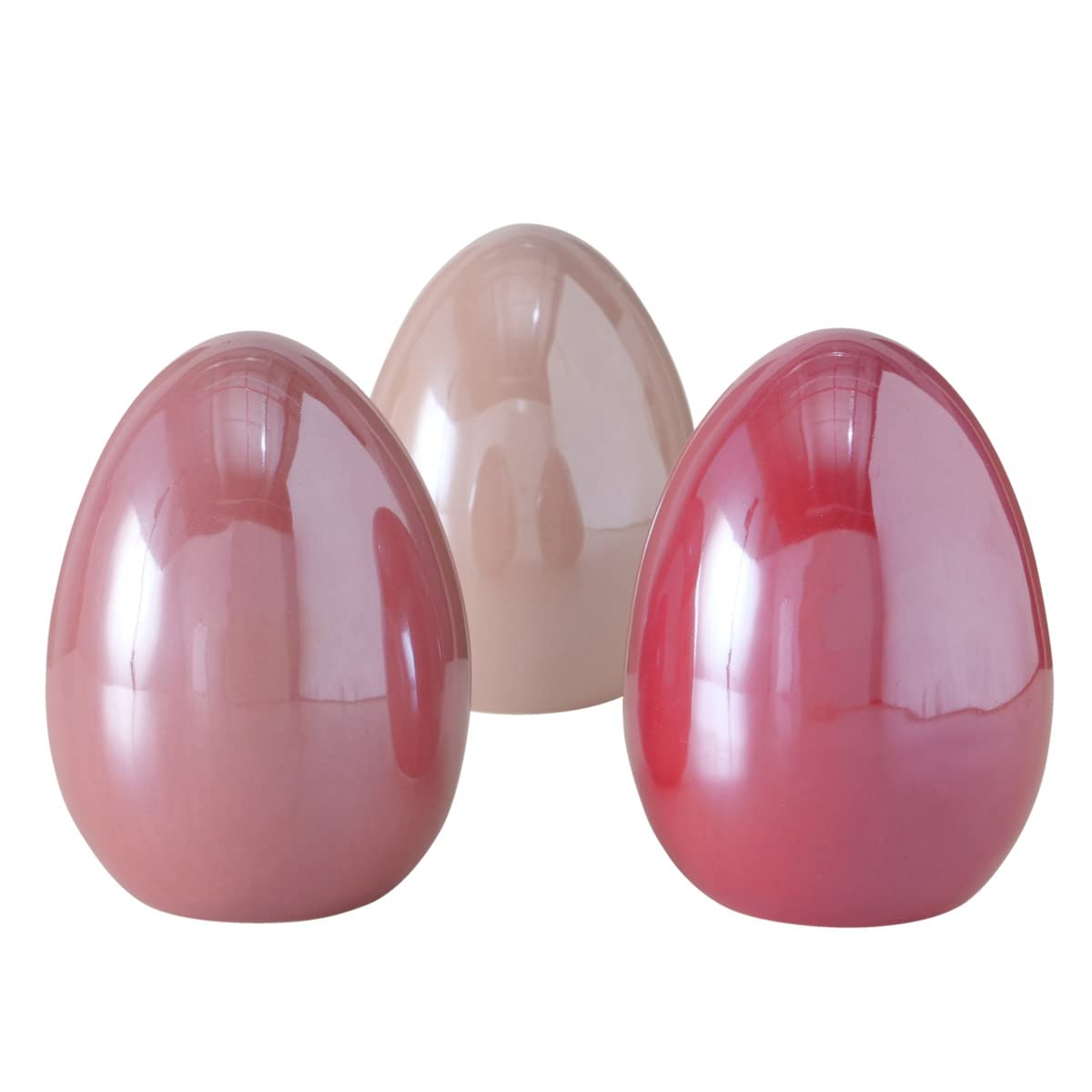 RiloStore 3 x Easter Eggs XL Lany Decorative Eggs for Standing Made of Dolomite N713 Pink Beige Light Pink Dusky Pink Easter Decoration Table Decoration Easter 11 x 8 cm Large Eggs