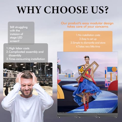 Image of P1.86 Spliceable LED Screen, USB Plug-and-Play Foldable Led Digital Display, APP & Computer Software Publishing, Full Poster Screen Advertising LED Display (Black, 2-pack)