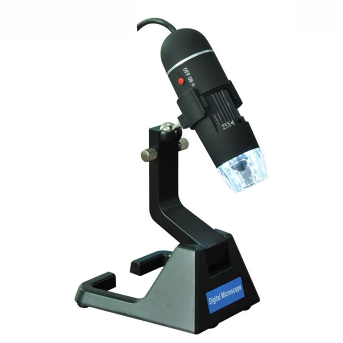 Zerodeko Microscopio Digitale USB 2 Megapixel 8 Luci LED Nero, Braccio Flessibile in Plastica, Ingrandimento 25-600x per Identificazione e Uso Professionale