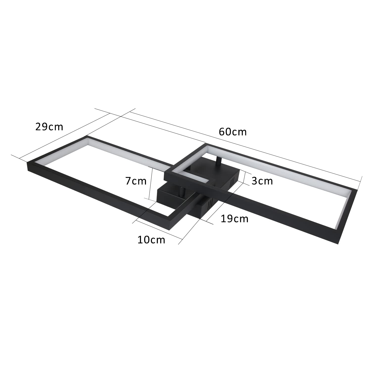 CBJKTX Deckenlampe Wohnzimmer Deckenleuchte Dimmbar - LED Modern mit | Fernbedienung Wohnzimmerlampe Schwarz Lang 60CM Schlafzimmerlampe Metall Küchenlampe Schlafzimmer küche Flur Arbeitszimmer