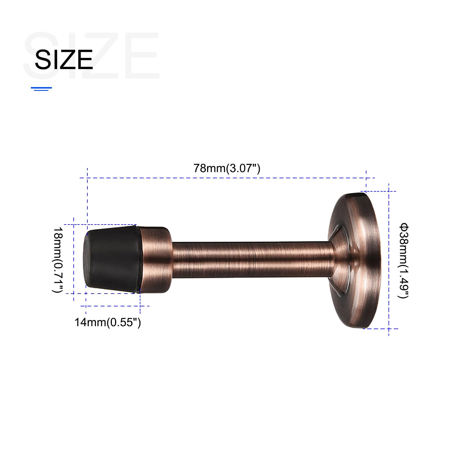 METALLIXITY Door Stop Wall Mount Door Stopper (78mm/3.07") 2pcs, Zinc Alloy Sound Dampening Door Stoppers with Screws - Image 2