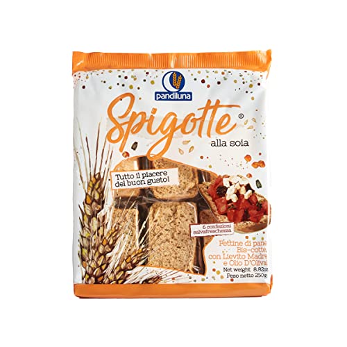 Spigotte Pandiluna - rebanadas de pan de soja crujiente, con aceite de oliva y masa madre - packs salvador de frescor, sustituto ideal del pan, pack de 7 x 250 g
