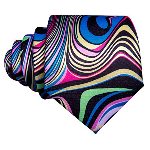 Image of Barry.Wang Classic Mens Ties Silk Necktie Pocket Square Cufflinks Set Woven Designer Wedding Business
