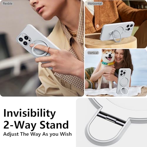 Mephoro Magnetic Stand for iPhone 17 Pro Case, Liquid Silicone, [Compatible with MagSafe][Built-in Kickstand&Ring Holder] Anti-Scratch Soft Microfiber Lining, White by Mephoro - Used condition - US$16.64
