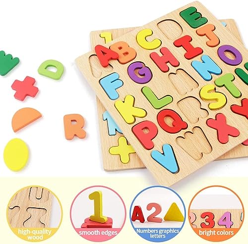 Image of Khasala Brothers Wooden ABCD Alphabet Number Shape Explorative Puzzles Toddler Learning Puzzles,Educational Activity Boards Toys for Child Boys and Girls (ABCD)