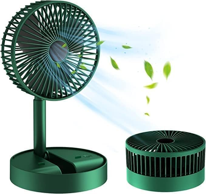 Image of Juilist Portable Mini Usb Fan High Speed, Foldable Cooling Fans For Travelling, Baby, Kids, Table, Indoor | Small Electric Makeup Fan For Face, Summer Gadgets Desk Fan with 3 Speeds, 6.5-Inch, Green