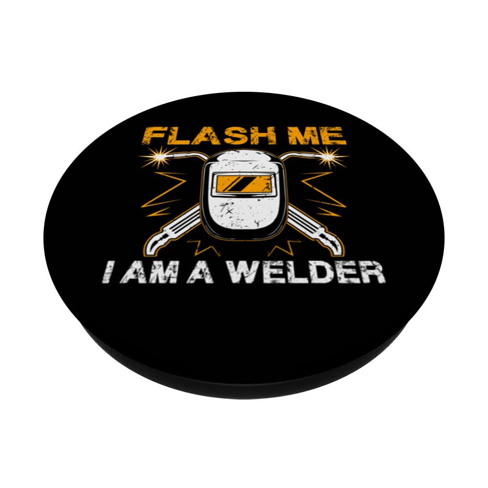 Welding Welder Metal Worker Weld Men Cool Dad Father Husband PopSockets Swappable PopGrip, Black - Image 2