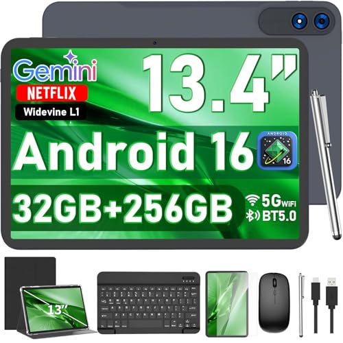 13 Inch Tablet, Android 16 Tablet with Keyboard...