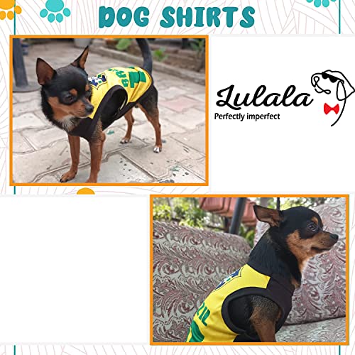 Image of Lulala Dog Shirts Brazil 10 Printed Clothes with Summer Pet T Shirts Cool Puppy Shirts Breathable Dog Outfit Soft Dog Sweatshirt for Pet Dogs Cats (Yellow, 12 INCH)