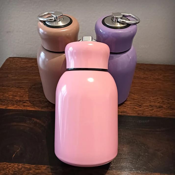 Image of Mini Stainless Steel Water Bottle 300ML | Leakproof Full Color Bottle for Kids & Adult | Portable Pani Holder | Small Travel Wide Mouth Container- Pack of 1