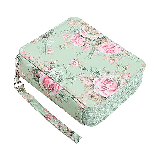 Image of 72 Slots Pencil Case Organizer w /Removal Handle Strap | 3-Layer Zipped Pencils Box Large for Colored Pencils Watercolor Pencils for Office and Travel for Artist