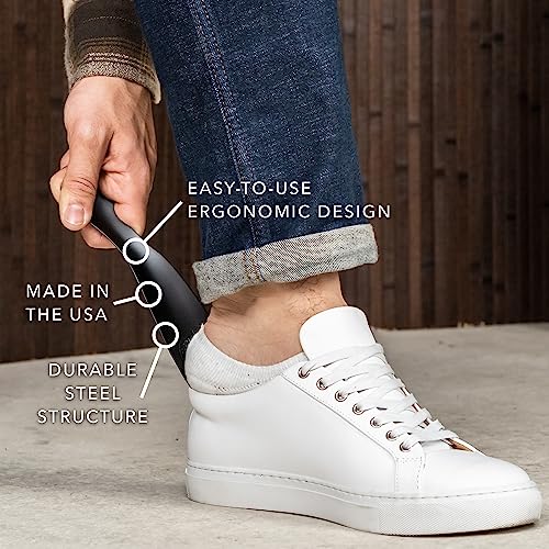 Cobbler's Choice Metal Shoe Horn - Made In The Usa - Designed For Comfort & Built For Durability! (8", Matte Black) #TOP4