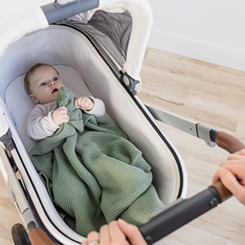 Image of Natemia 100% Organic Cotton Knitted Baby Receiving Blanket for Newborn, Infant & Toddler - Ultra Soft 30 inch x 40 inch Crib, Stroller & Nap Time Cover for Boys and Girls - Baby Cotton Blanket
