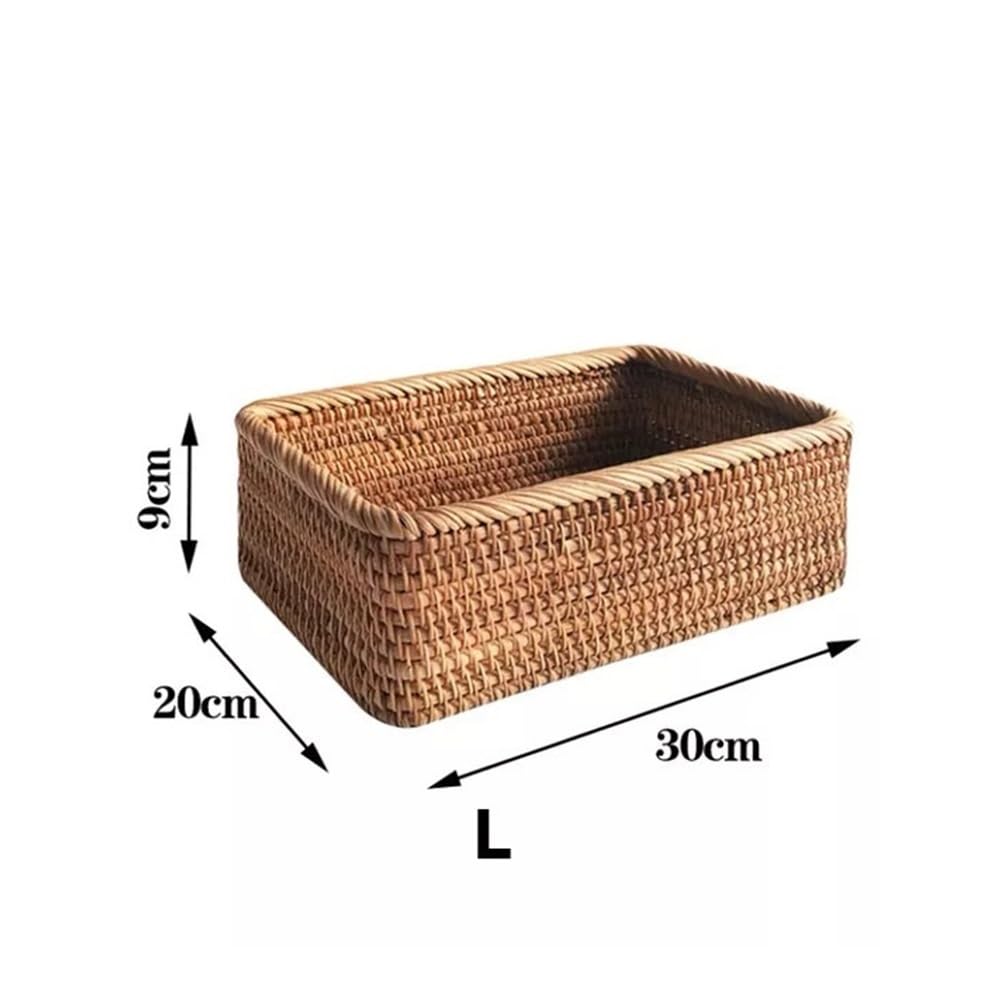 Cestino Contenitore per Cucina, Confezione da 1, Articoli per la casa, Vimini di Rattan Intrecciato a Mano, Rettangolare