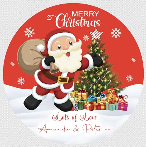 Christmas Personalised Chocolate Sticker for Tubs/Tins of Roses, Heroes & Celebrations Chocolates V12