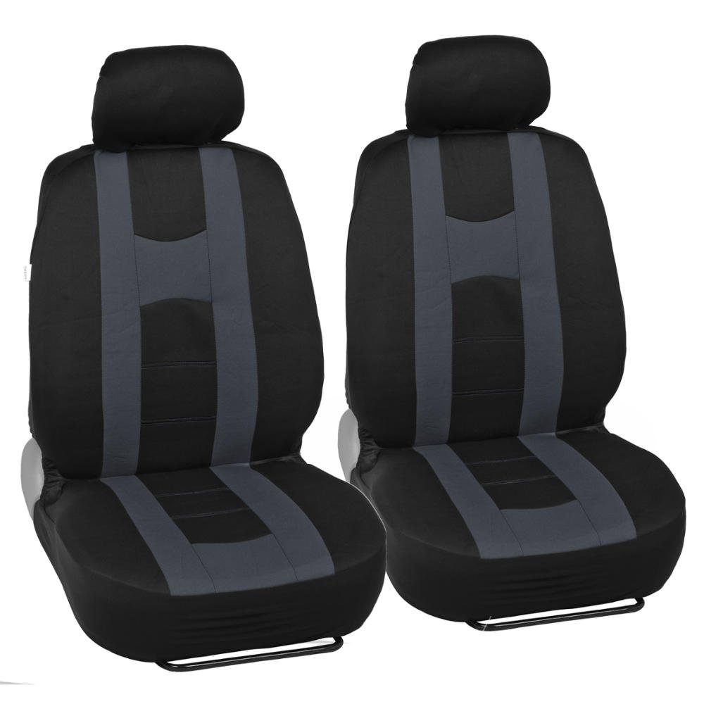 BDK Rome Sport Car Seat Covers, Full Set (Charcoal on Black) – Front and Rear Bench Back Seat Cover Set, Easy to Install with Two-Tone Accent, Fits Most Auto Truck Van SUV
