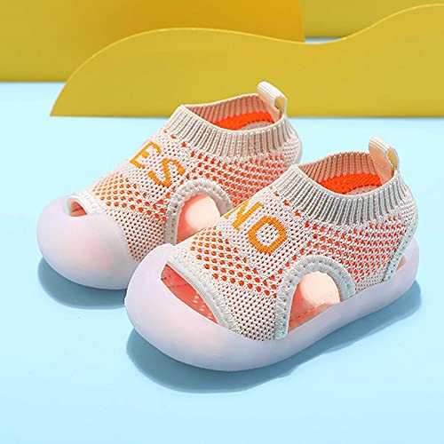 Boys Sandals Mesh Girls Sandals Kids Baby Boys Beach Toddler Infant Soft Breathable Shoes Baby Shoes (Orange, 21)3