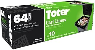 Toter 64 Gal. Trash Can Bags-10 Bag Roll, 64 Gallon, Black, 10 Count