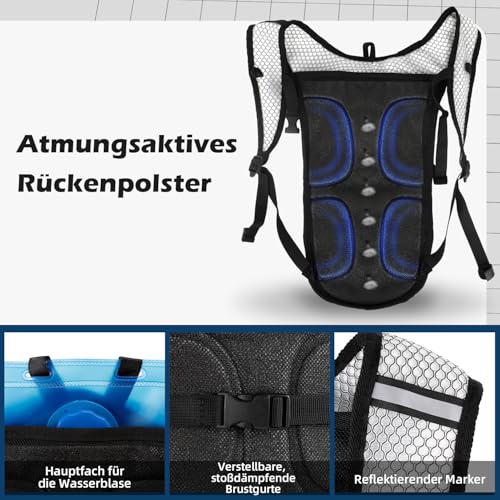 Sac à dos d'hydratation randonnée course et cyclisme avec eau 2L - 5
