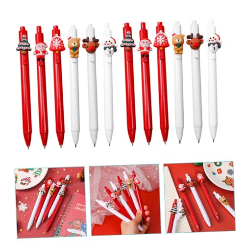 TEHAUX 12 bolígrafos gel temática navideña tinta negra miniatura 7