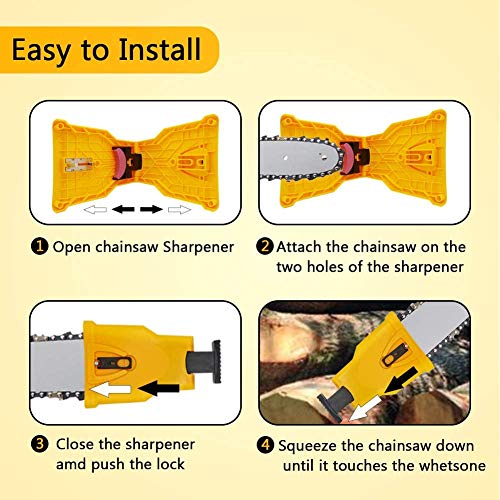Blobabe Chainsaw Sharpener, Portable Chain Saw Blade Sharpener Chainsaw Teeth Sharpener Kit Universal Sharpening Stone Grinder Tools for 14/16/18/20 Inch Two Holes Chain Saw Bar