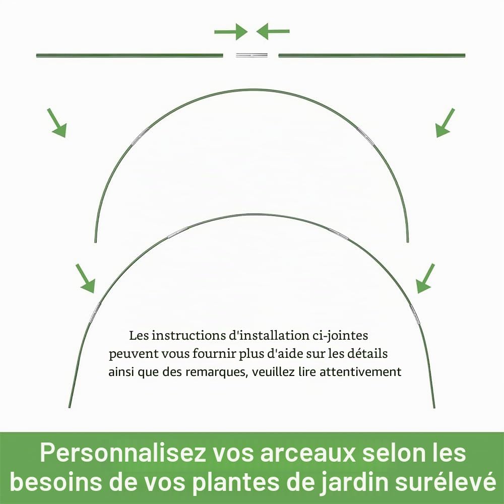 HEYIDAMAI Arceaux Serre De Jardin, Arceaux pour Serre Tunnel, Cerceau de Serre de Jardin, Cerceau pour Serre de Jardin, Kit De Maison De Cerceau De Jardin, Garden Arceaux pour Serre Tunnel