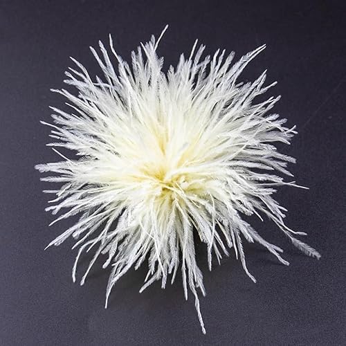 Image of Light Green Feather Brooch Feathers Corsages for Party Wedding Dress Decorations Ostrich Feather Hair Clip Lapel Pins Headwear Hairpin Hairband for Women Girl