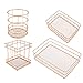 OTOTEC Juego de 4 cestas de alambre de malla de oro rosa para maquillaje, soporte para cepillo de maquillaje multiusos para cocina, baño, dormitorio, moderno