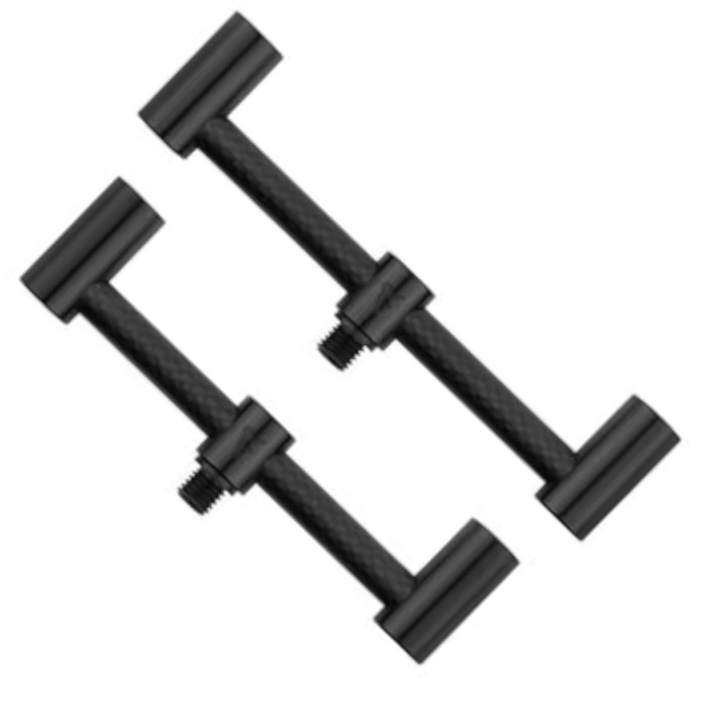 Fox Black Label Carbon 2 Rod Buzz Bars 110mm - 125mm | Designed to Hold Bite Alarms Rod Rests and Butt Rests | 3K Carbon and Black Anodized Aluminium | 12mm Diameter | Code CBB045.