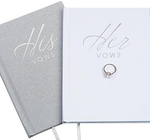 Wedding Vow Book Keepsakes (2 Book Set, His & Hers) Linen Hardcover - Bonus Wedding day Cards - Vow Renewal - Bridal Shower Gifts - Booklet - Journal - Future Mrs & Mr