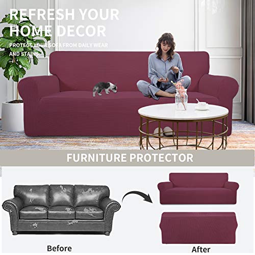 Image of Easy-Going Stretch Chair Sofa Slipcover 1-Piece Couch Sofa Cover Furniture Protector Soft with Elastic Bottom for Kids, Pet. Spandex Jacquard Fabric Small Checks (Chair, ASH Rose)